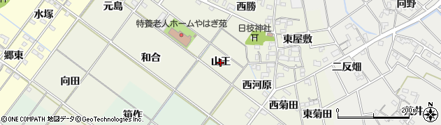 愛知県岡崎市上佐々木町（山王）周辺の地図