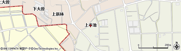 愛知県阿久比町（知多郡）卯坂（上平池）周辺の地図