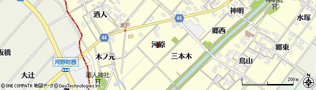 愛知県岡崎市島坂町（河原）周辺の地図