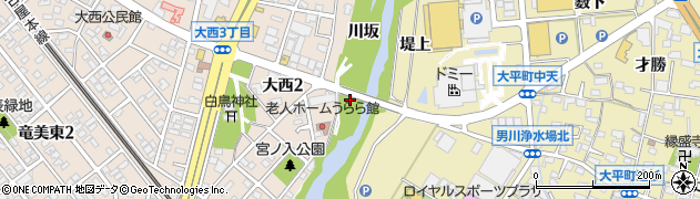 愛知県岡崎市大西町（直明）周辺の地図