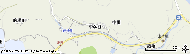 愛知県新城市出沢（中ケ谷）周辺の地図