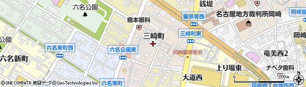愛知県岡崎市三崎町周辺の地図