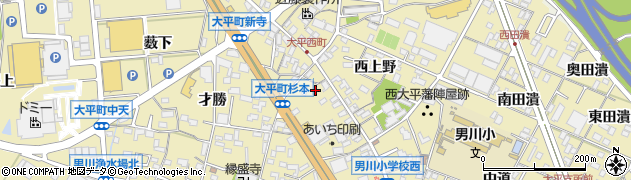 愛知県岡崎市大平町岡田周辺の地図