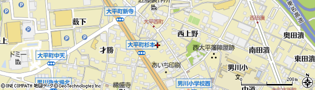 愛知県岡崎市大平町（岡田）周辺の地図