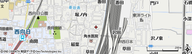 京都府向日市鶏冠井町（沢ノ西）周辺の地図