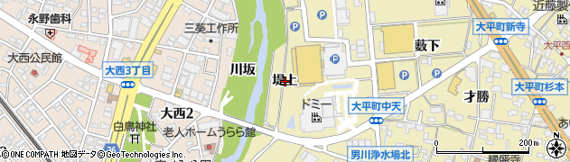愛知県岡崎市大平町（堤上）周辺の地図