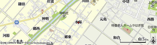 愛知県岡崎市島坂町（水塚）周辺の地図
