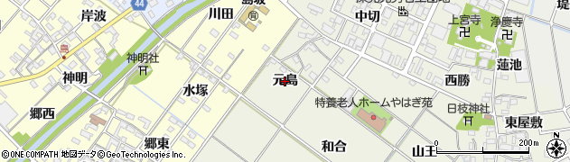 愛知県岡崎市上佐々木町（元島）周辺の地図