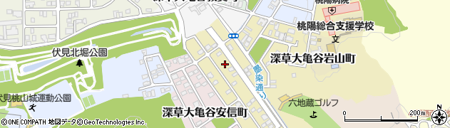 京都府京都市伏見区深草大亀谷東安信町周辺の地図