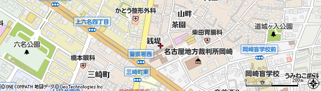 愛知県岡崎市明大寺町銭堤周辺の地図