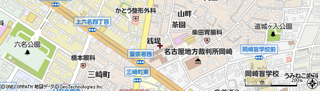 愛知県岡崎市明大寺町（銭堤）周辺の地図