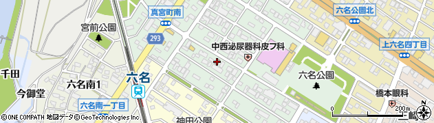 岡崎六名郵便局周辺の地図