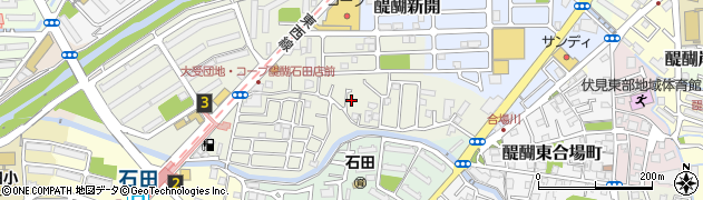 京都府京都市伏見区石田大受町23周辺の地図