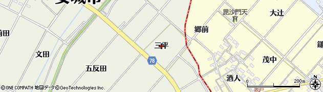 愛知県安城市安城町（三平）周辺の地図