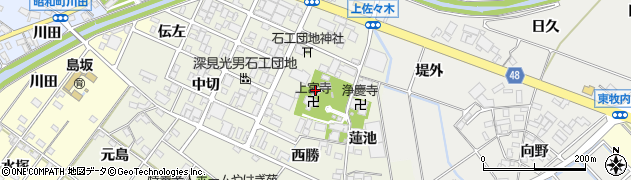 愛知県岡崎市上佐々木町梅ノ木34周辺の地図