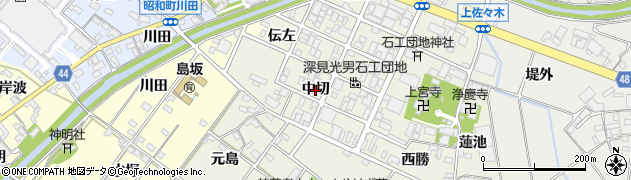愛知県岡崎市上佐々木町（中切）周辺の地図