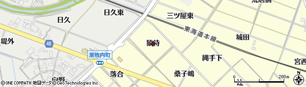 愛知県岡崎市渡町（猿待）周辺の地図
