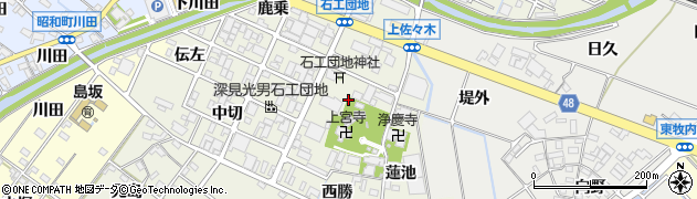愛知県岡崎市上佐々木町（梅ノ木）周辺の地図