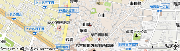 愛知県岡崎市明大寺町山畔周辺の地図