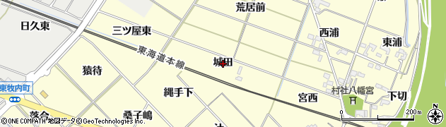 愛知県岡崎市渡町（城田）周辺の地図