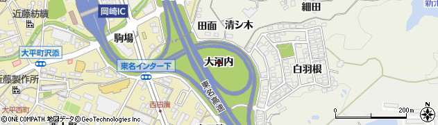 愛知県岡崎市洞町（大河内）周辺の地図