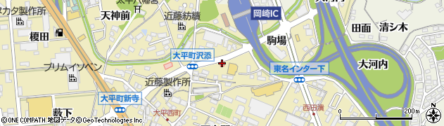 愛知県岡崎市大平町（沢添）周辺の地図
