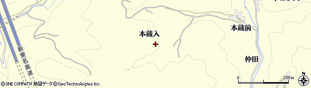 愛知県岡崎市蓬生町（本蔵入）周辺の地図
