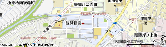 京都府京都市伏見区醍醐新開周辺の地図