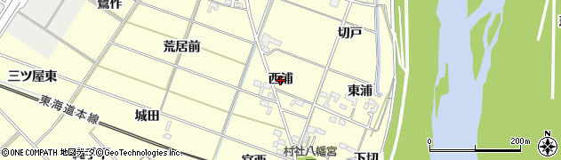 愛知県岡崎市渡町（西浦）周辺の地図
