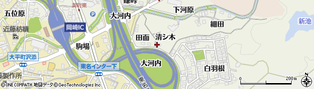 愛知県岡崎市洞町清シ木周辺の地図