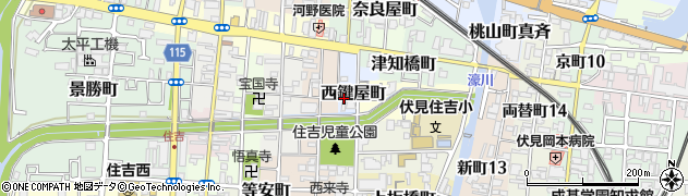 京都府京都市伏見区西鍵屋町周辺の地図