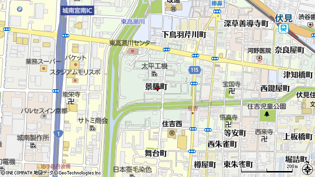 〒612-8307 京都府京都市伏見区景勝町の地図
