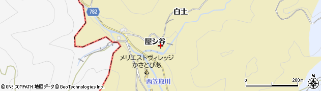 京都府宇治市西笠取（屋シ谷）周辺の地図