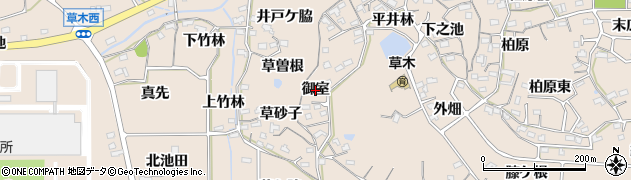 愛知県阿久比町（知多郡）草木（御室）周辺の地図