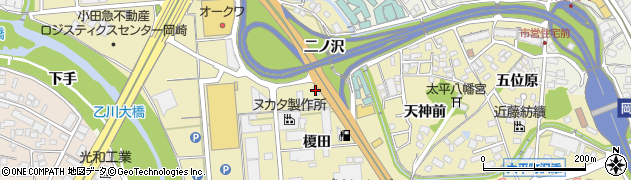 愛知県岡崎市大平町（二ノ沢）周辺の地図