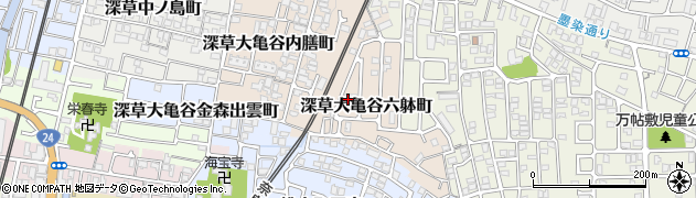 京都府京都市伏見区深草大亀谷六躰町周辺の地図