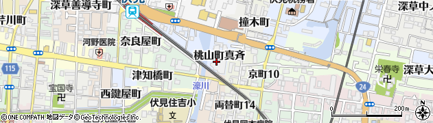 京都府京都市伏見区桃山町真斉周辺の地図