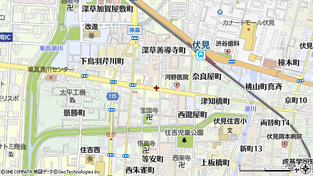 〒612-8303 京都府京都市伏見区菱屋町の地図