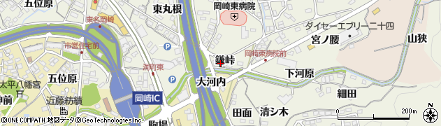 愛知県岡崎市洞町（鎌峠）周辺の地図