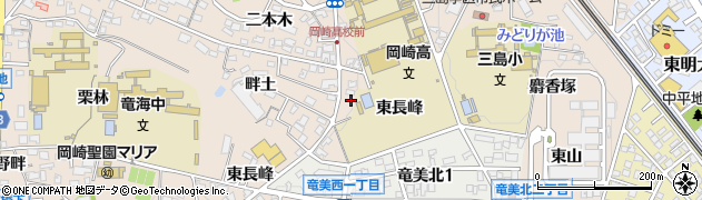 愛知県岡崎市明大寺町（西長峰）周辺の地図