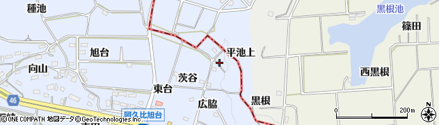 愛知県阿久比町（知多郡）板山（茨谷）周辺の地図