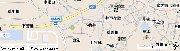 愛知県阿久比町（知多郡）草木（下竹林）周辺の地図