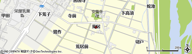 愛知県岡崎市渡町（荒居）周辺の地図