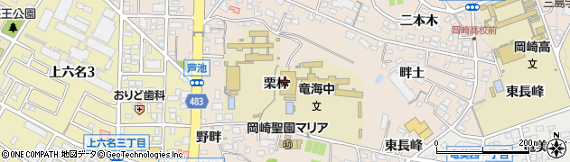 愛知県岡崎市明大寺町（栗林）周辺の地図