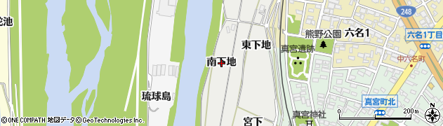 愛知県岡崎市六名町（南下地）周辺の地図