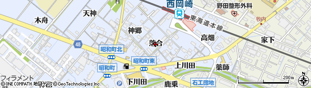 愛知県岡崎市昭和町（落合）周辺の地図