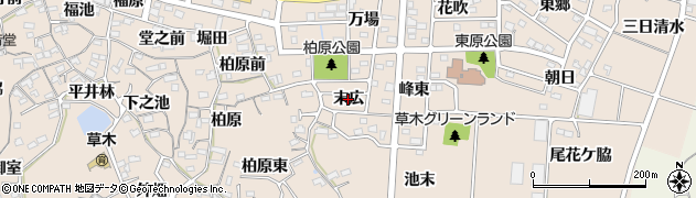 愛知県阿久比町（知多郡）草木（末広）周辺の地図