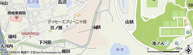 愛知県岡崎市高隆寺町（山狭）周辺の地図