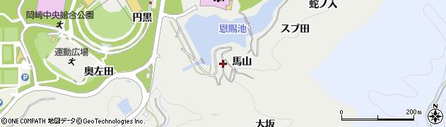 愛知県岡崎市丸山町（馬山）周辺の地図