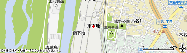 愛知県岡崎市六名町（東下地）周辺の地図